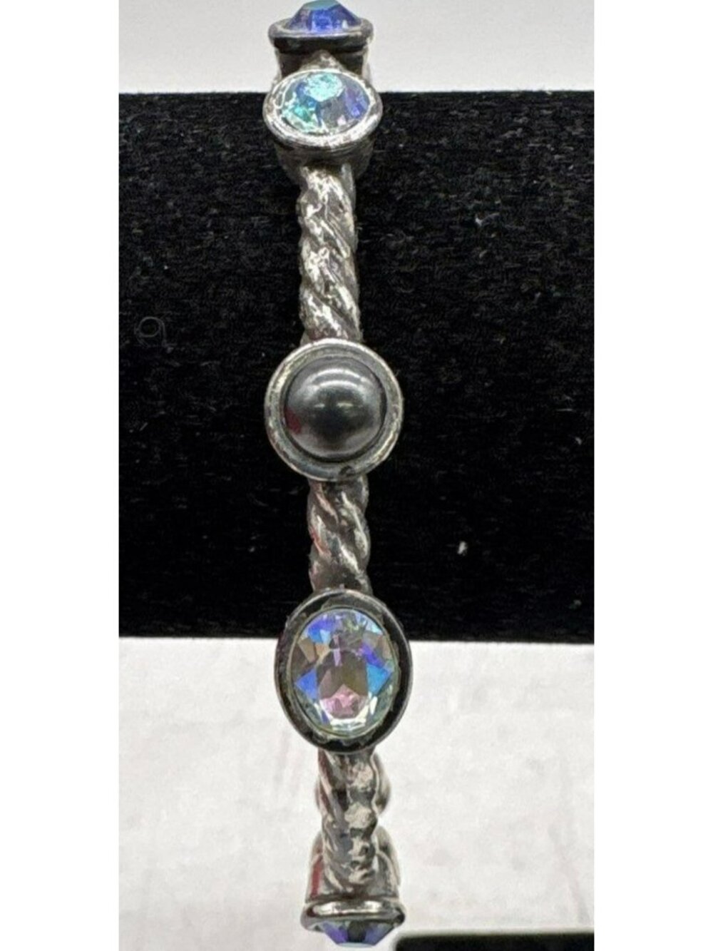 Retired Brighton Silver Plated Monte Carlo Hinged Bangle Bracelet Pre-Owned